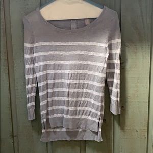 Striped 3/4 sleeve light sweater